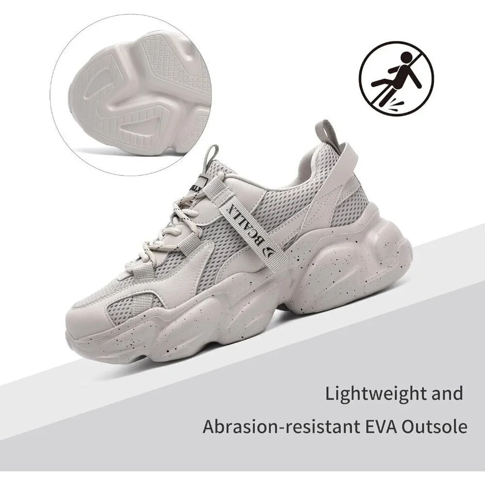 Women's Grey Walking Comfortable Breathable Athletic Sneakers Non-Slip Shoes